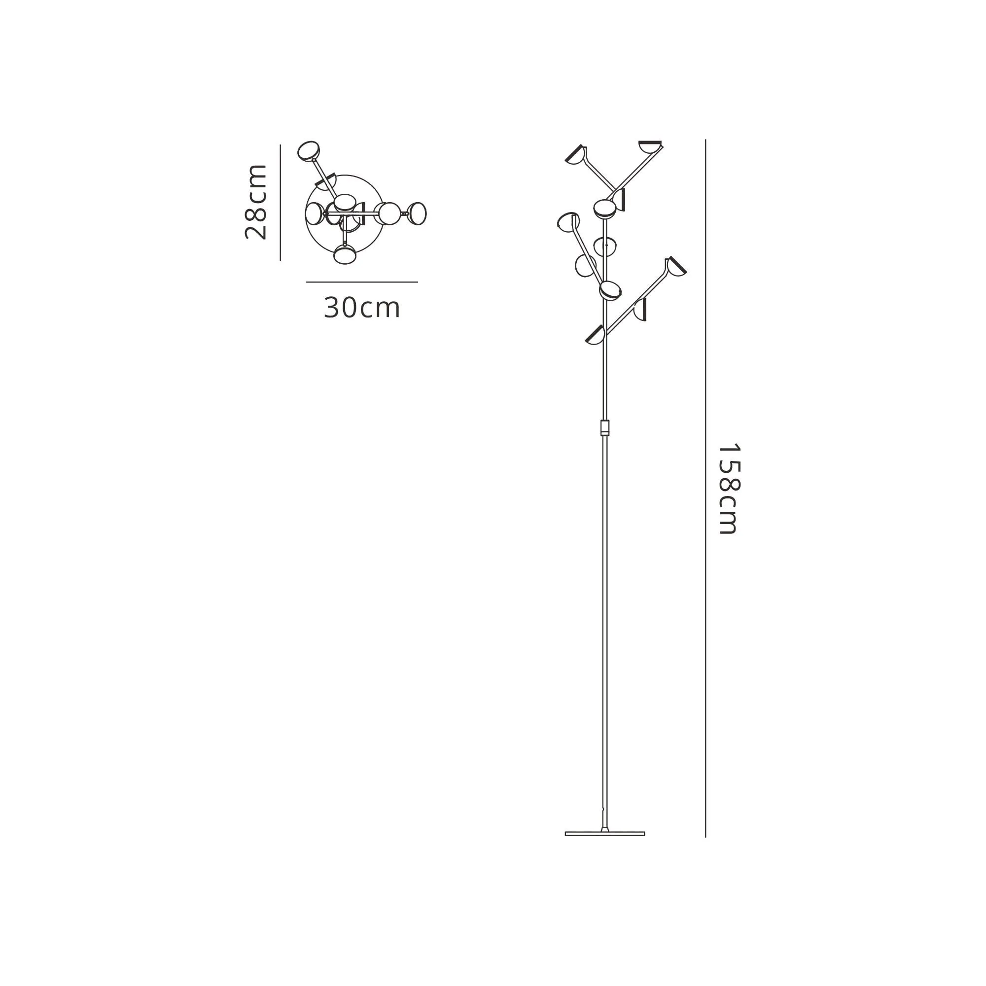 Mantra M6421 Adn 10 Light Floor Lamp 158cm 30W LED Black