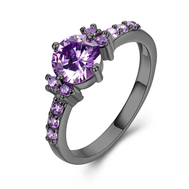 MDEAN White Gold Color Rings For Women Purple   AAA Zircon Jewelry Engagement   Wedding Size 5 6 7 8 9 10 11 12  MSR199