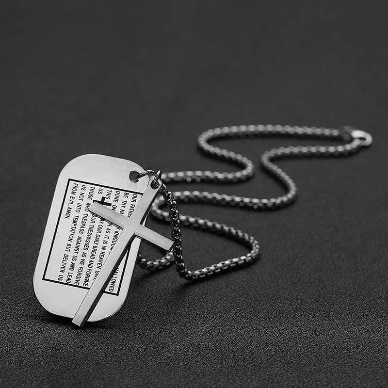 Men's Christian Necklace <br> Lord's Prayer Dog Tag