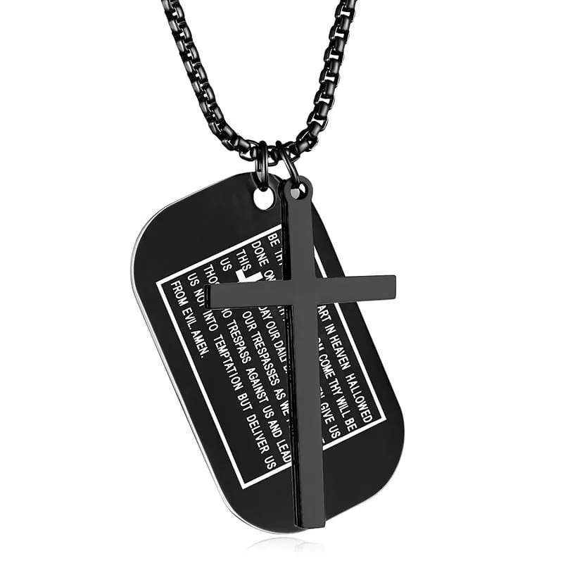 Men's Christian Necklace <br> Lord's Prayer Dog Tag