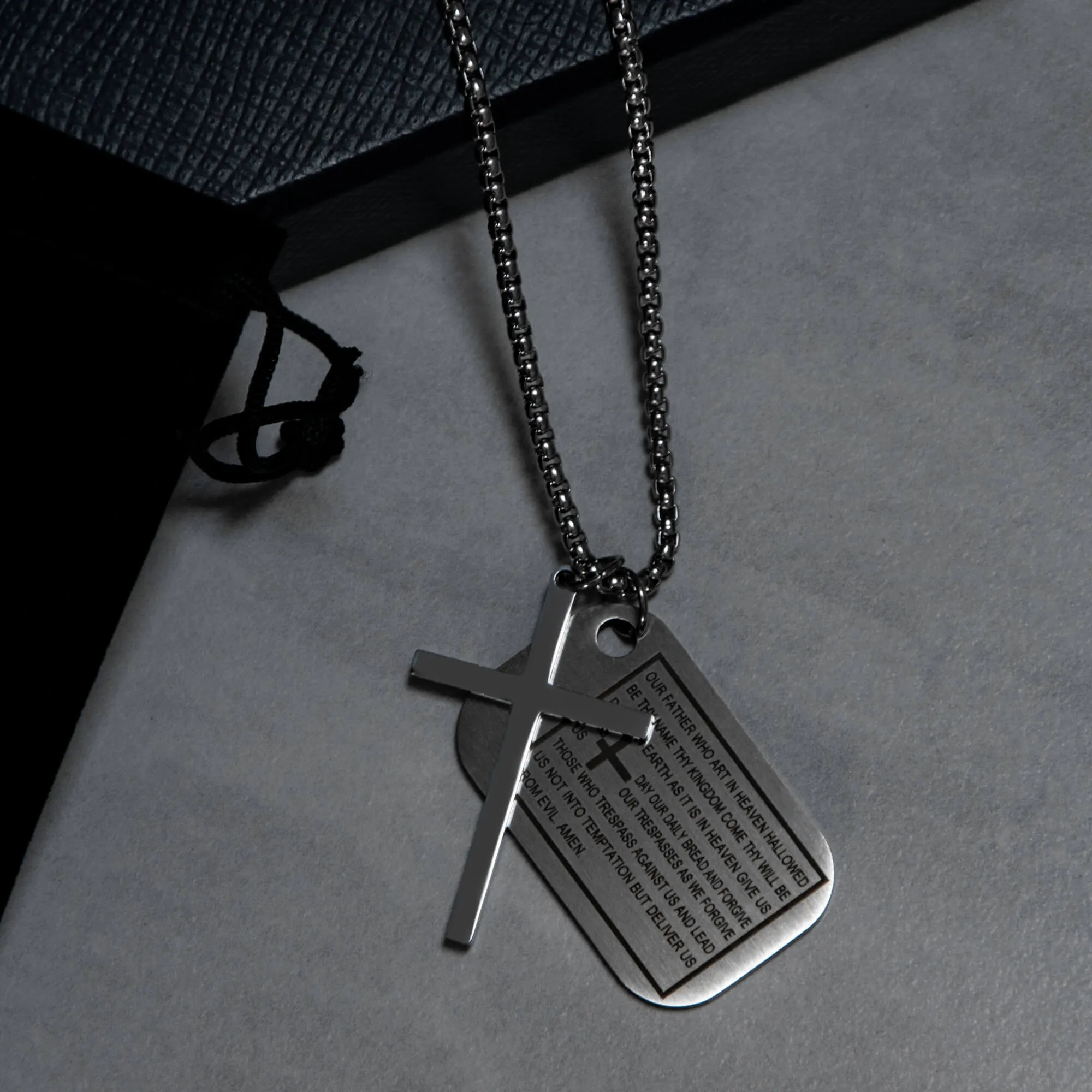 Men's Christian Necklace <br> Lord's Prayer Dog Tag