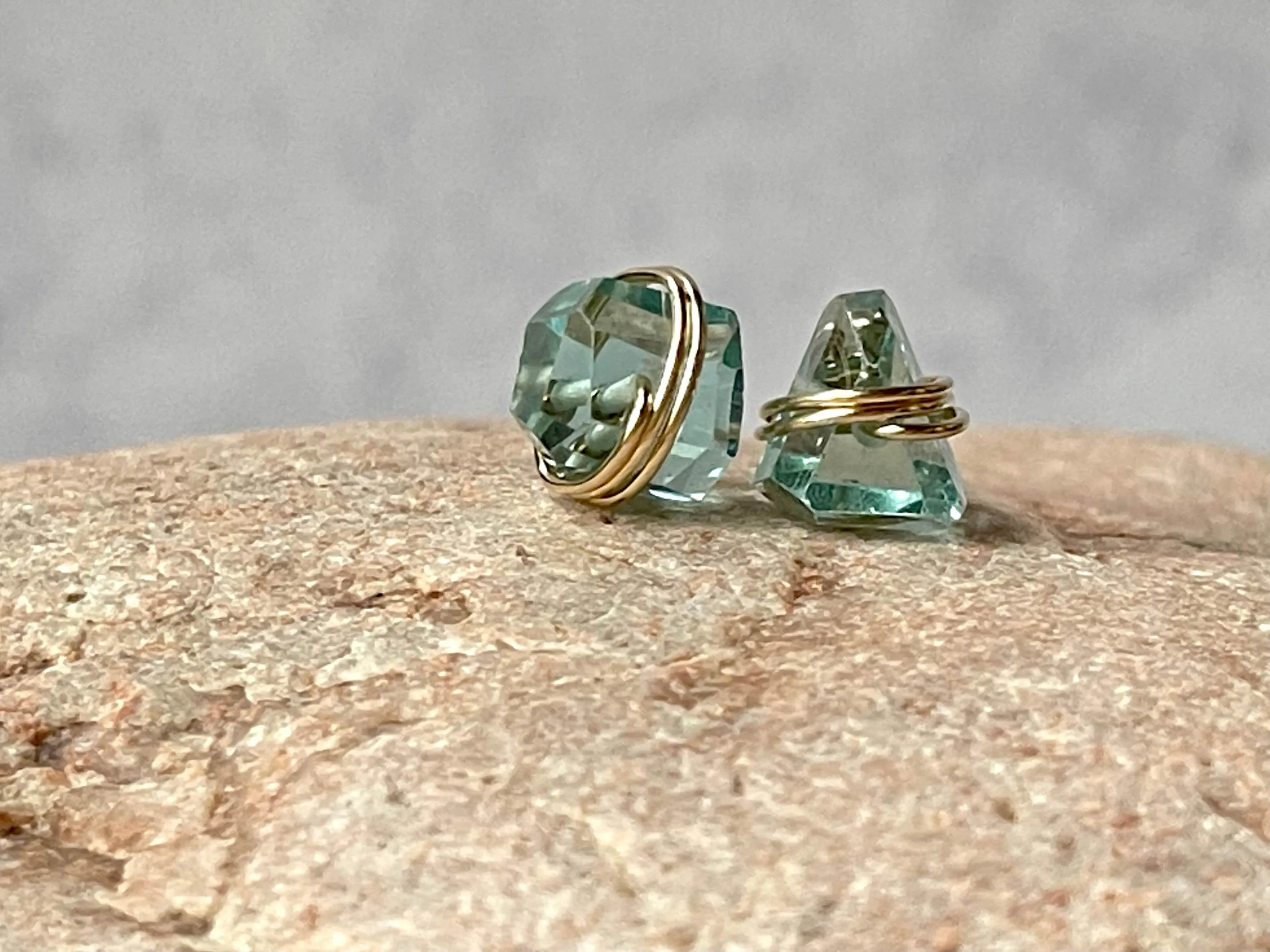 Modern  Aqua Quartz Stud Earrings