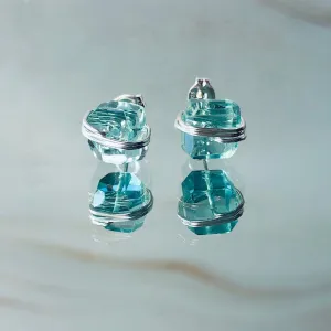 Modern  Aqua Quartz Stud Earrings