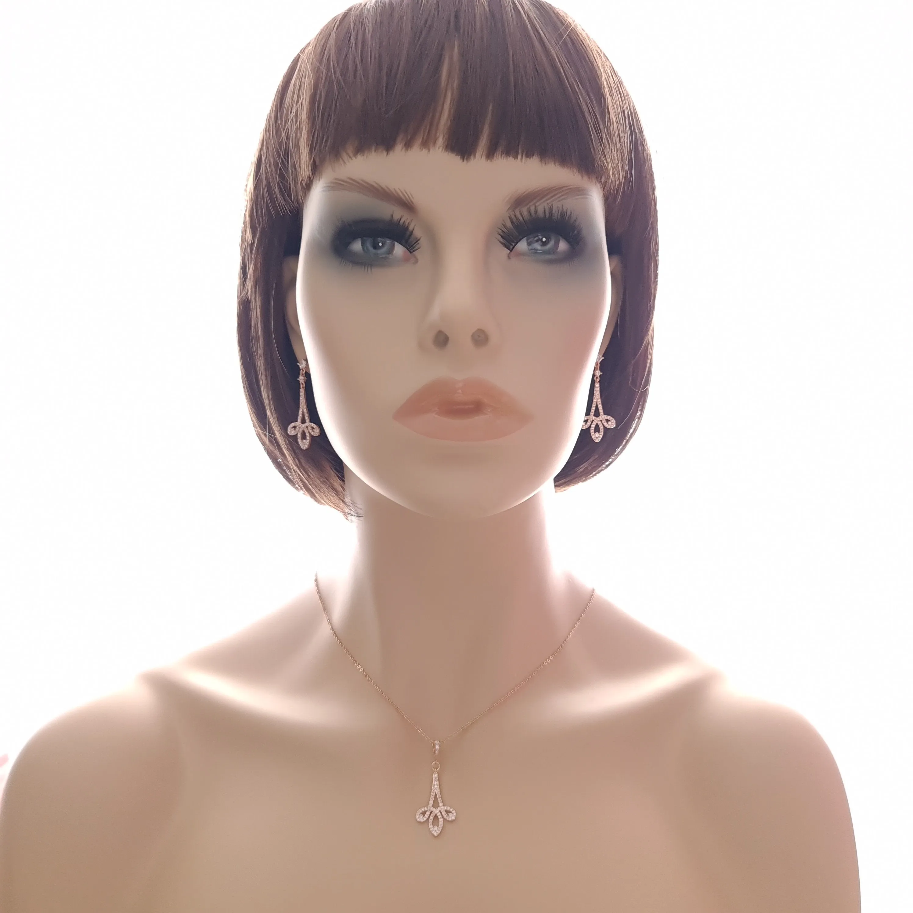 Modern Bridal Jewelry Set Earrings & Necklace-Allison