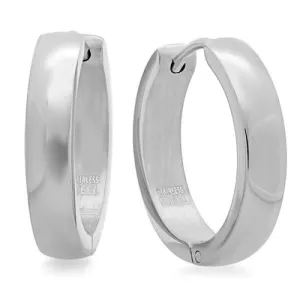 Modern Classic Thin High Polished Huggie Steel Earrings