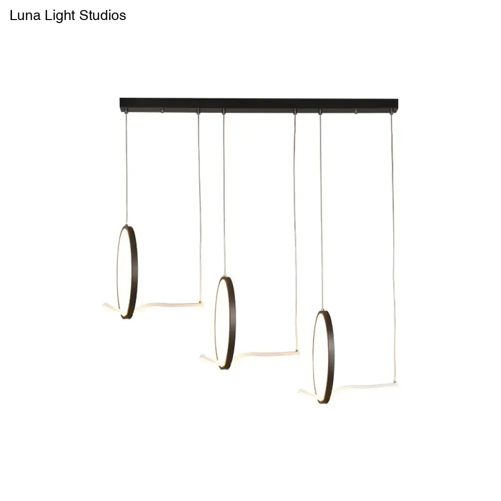 Modern Metal 3-Ringed Chandelier with LED Hanging Light Kit in Black/Gold - Warm/White Light