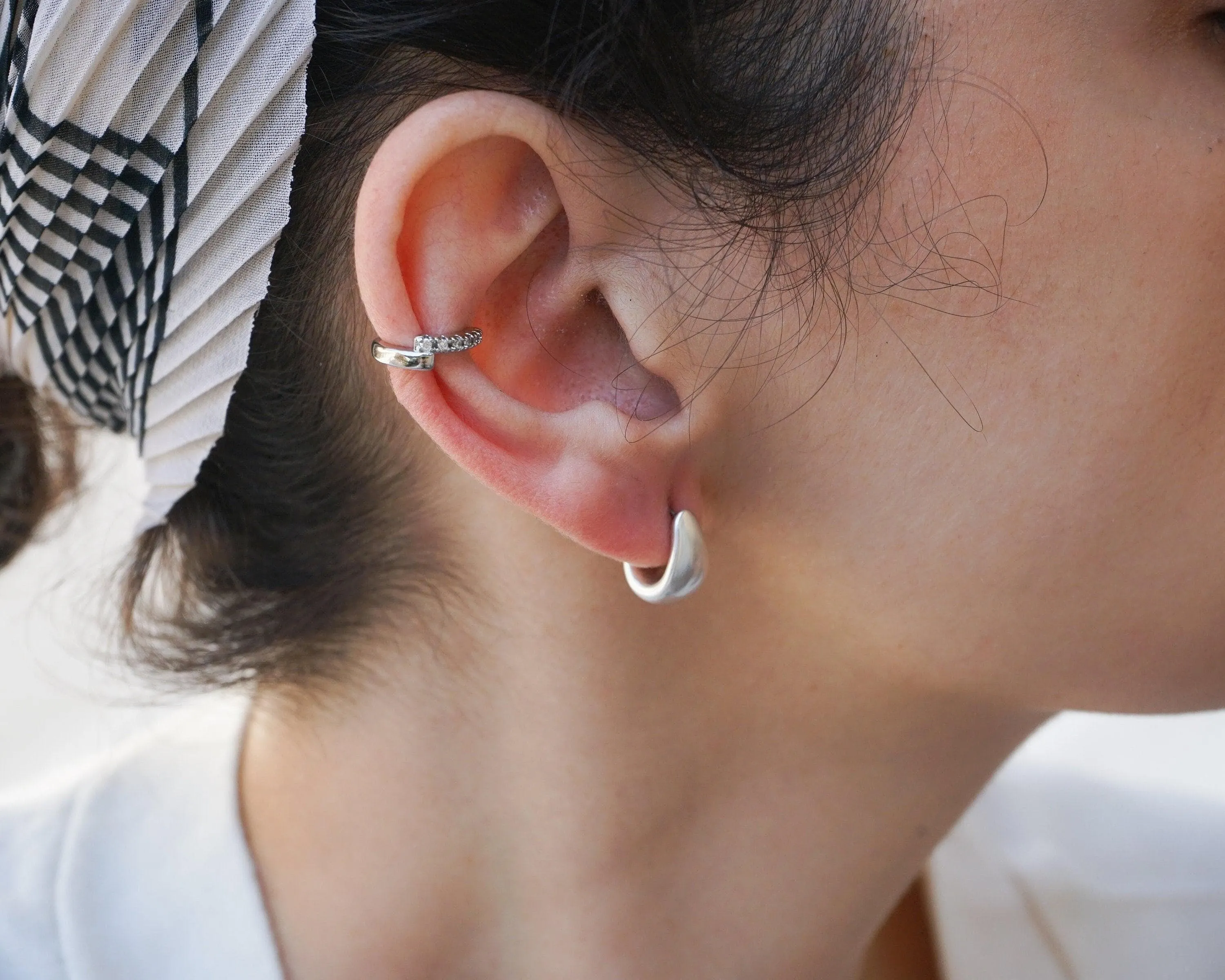 Modern Silver Open Hoop Earrings