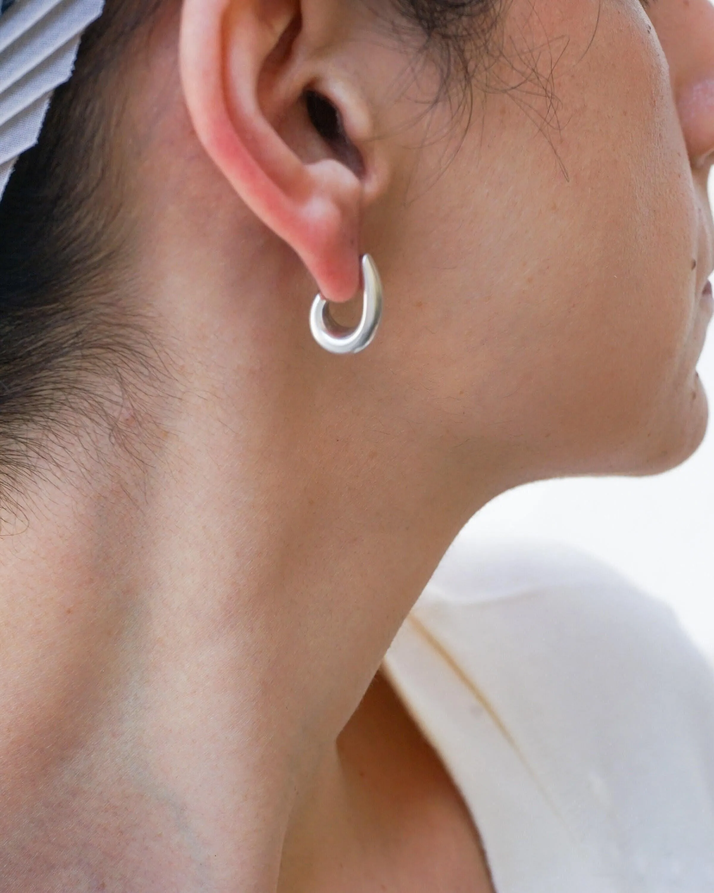 Modern Silver Open Hoop Earrings