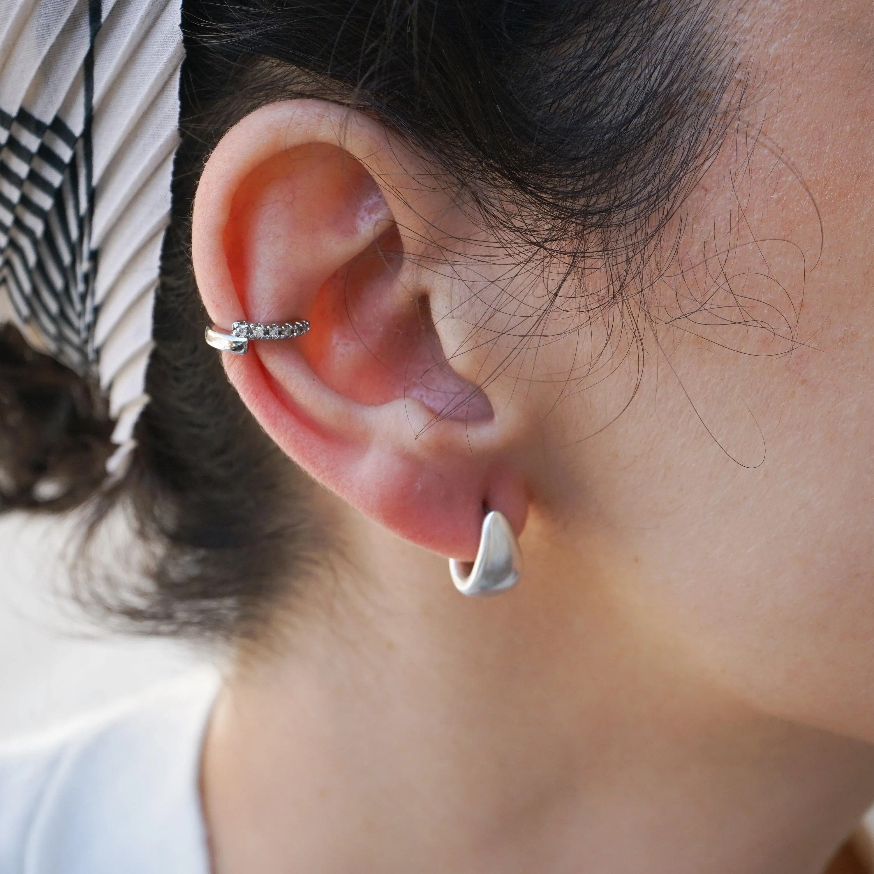 Modern Silver Open Hoop Earrings