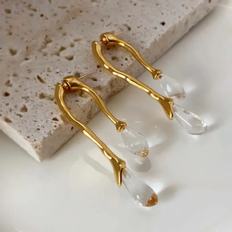 Modern Trendy Resin Teardrop Geometric Front Dangle Wedding New Earring