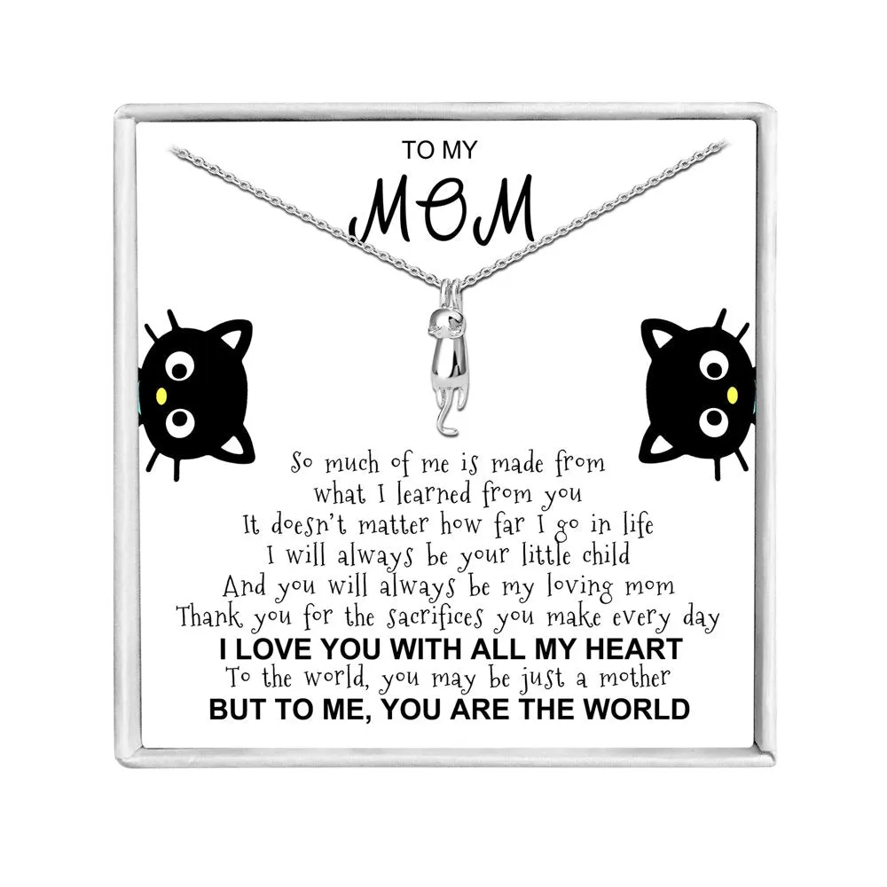 Mom Greeting Card Sterling Silver Infinity Hearts Necklace Women