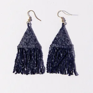 Navy Luxe Petite Fringe Earrings