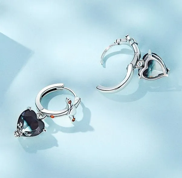 Neo-Gothic Heart & Cross Hoop Earrings