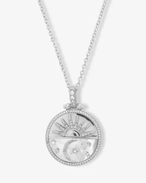 New Beginnings Medallion Necklace - Silver|White Diamondettes