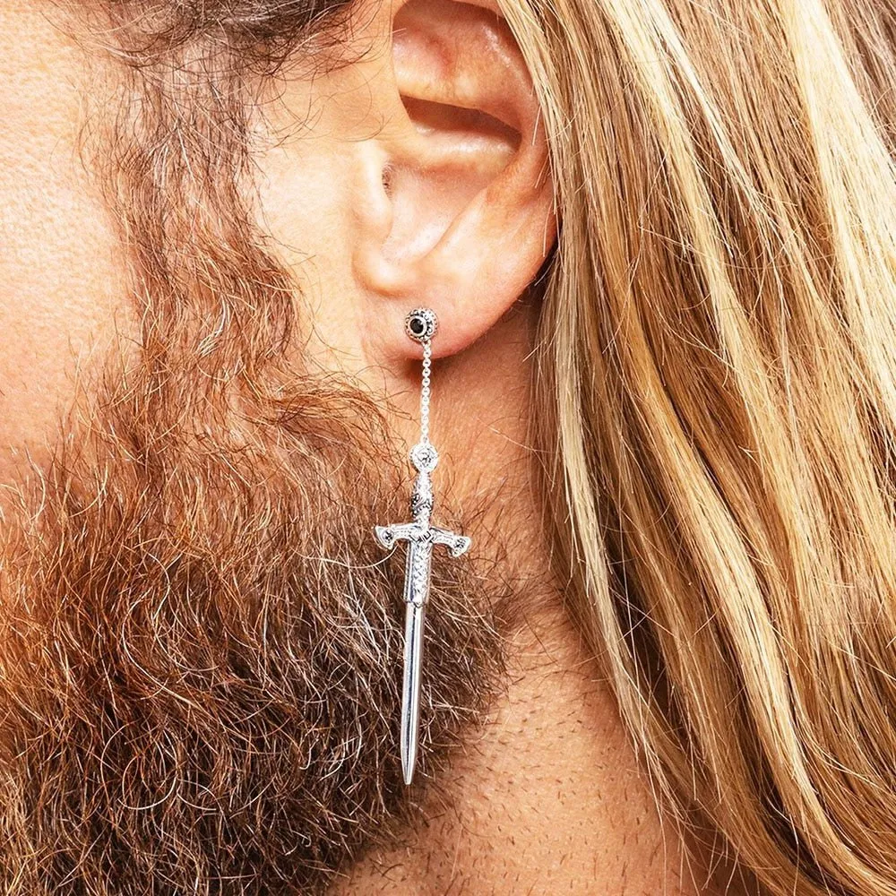 Ornamented Punk Sword Drop Earrings