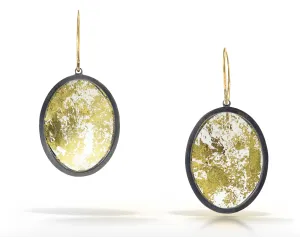 Oval Gold Leaf Memento Earring - Small