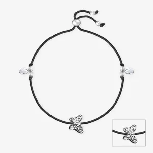 Oxidized Butterfly Silver Thread Anklet