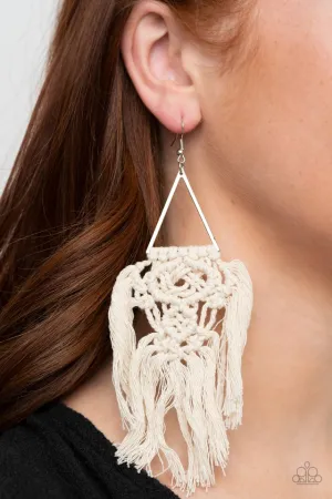 Paparazzi Earring ~ Modern Day Macrame - White