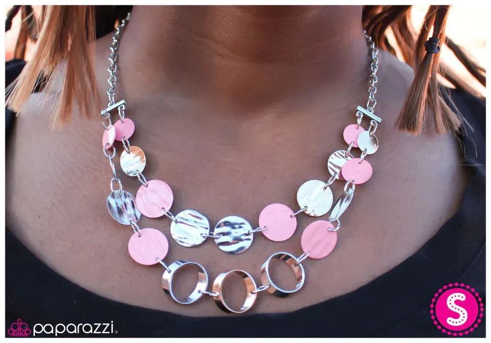 Paparazzi Necklace ~ Put Me At Ease - Pink