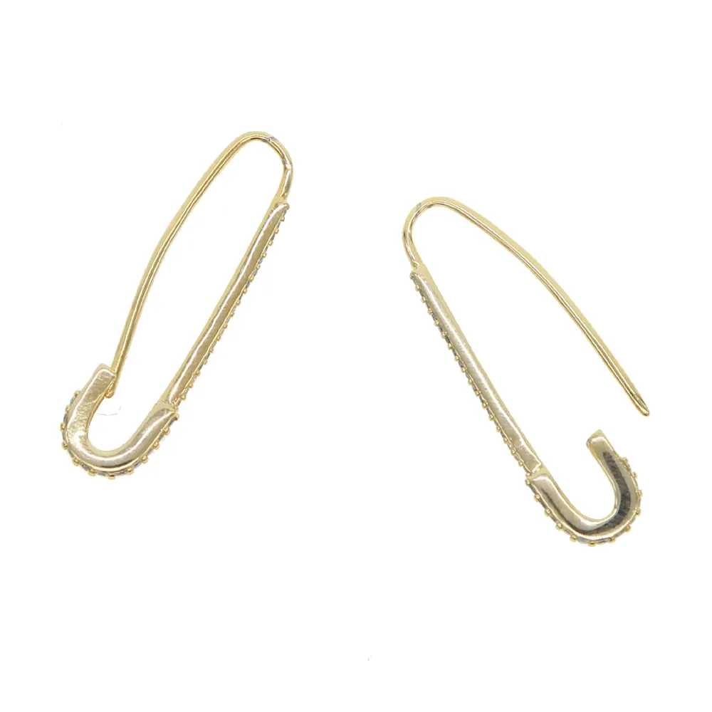 paperclip safety pin studs fashion  women jewelry gold filled earring