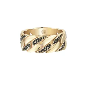 Pave Chain Ring - Solid Gold