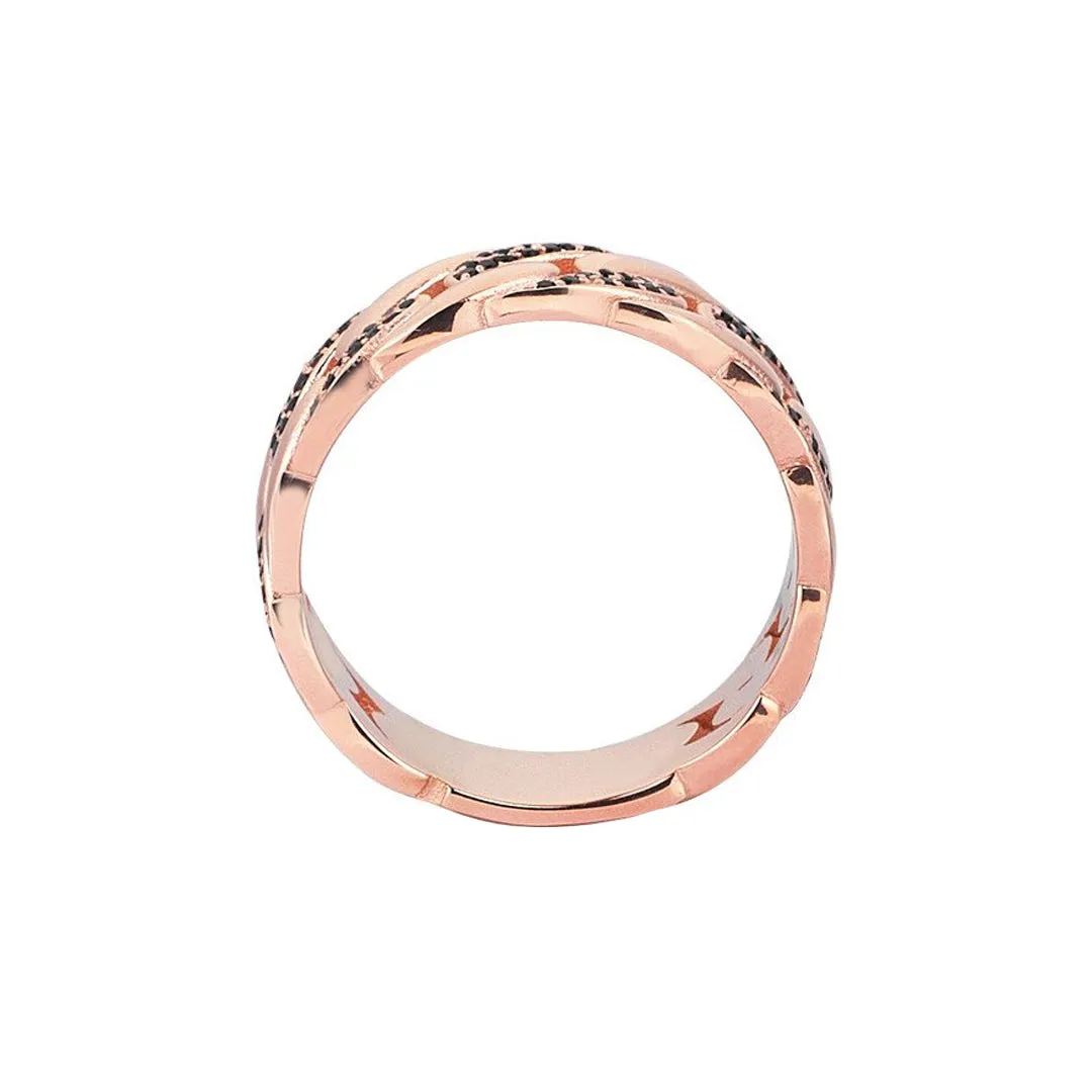 Pave Chain Ring - Solid Gold