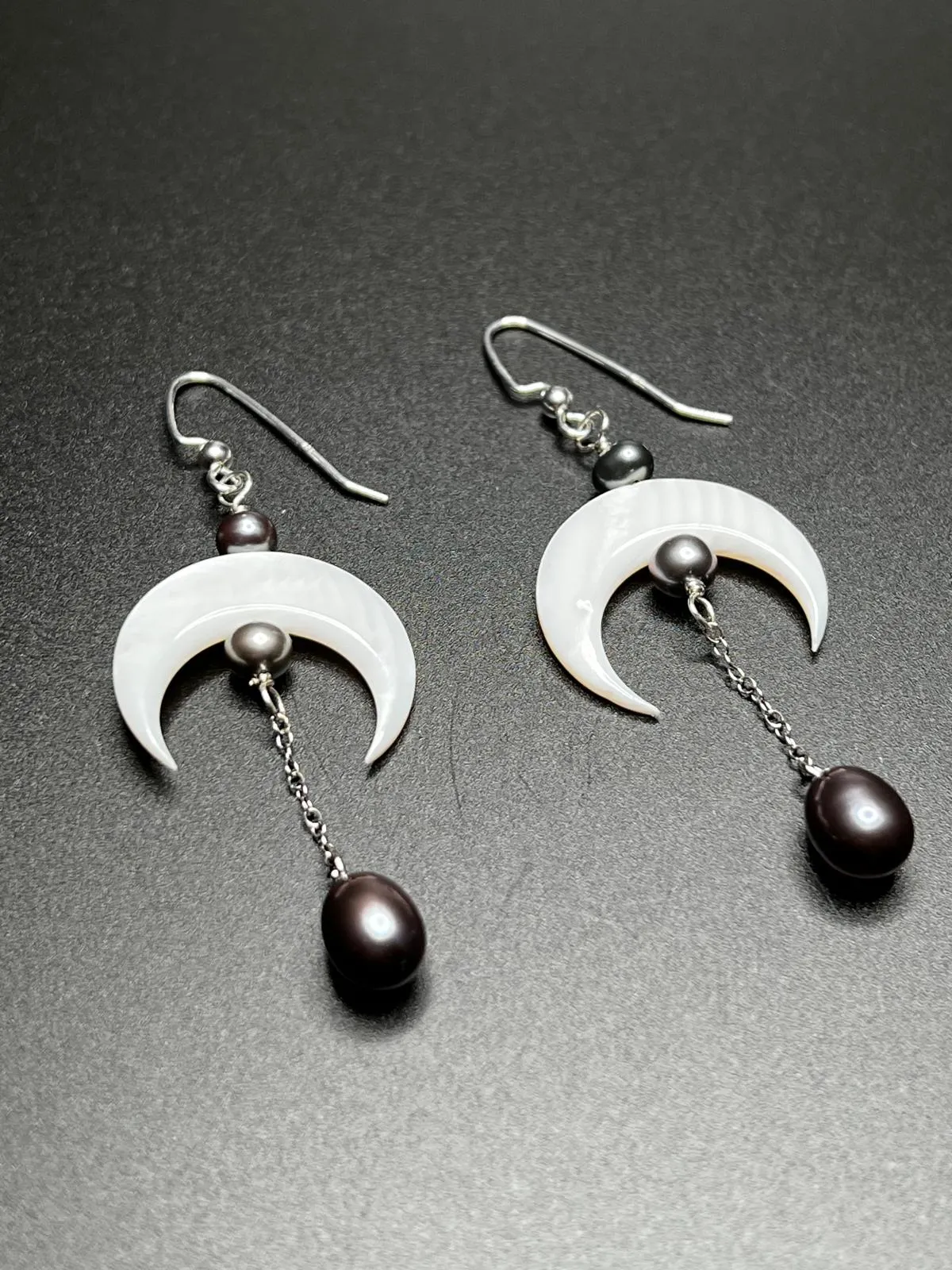 Peacock Pearl, Mother of Pearl, and Sterling Silver Earrings