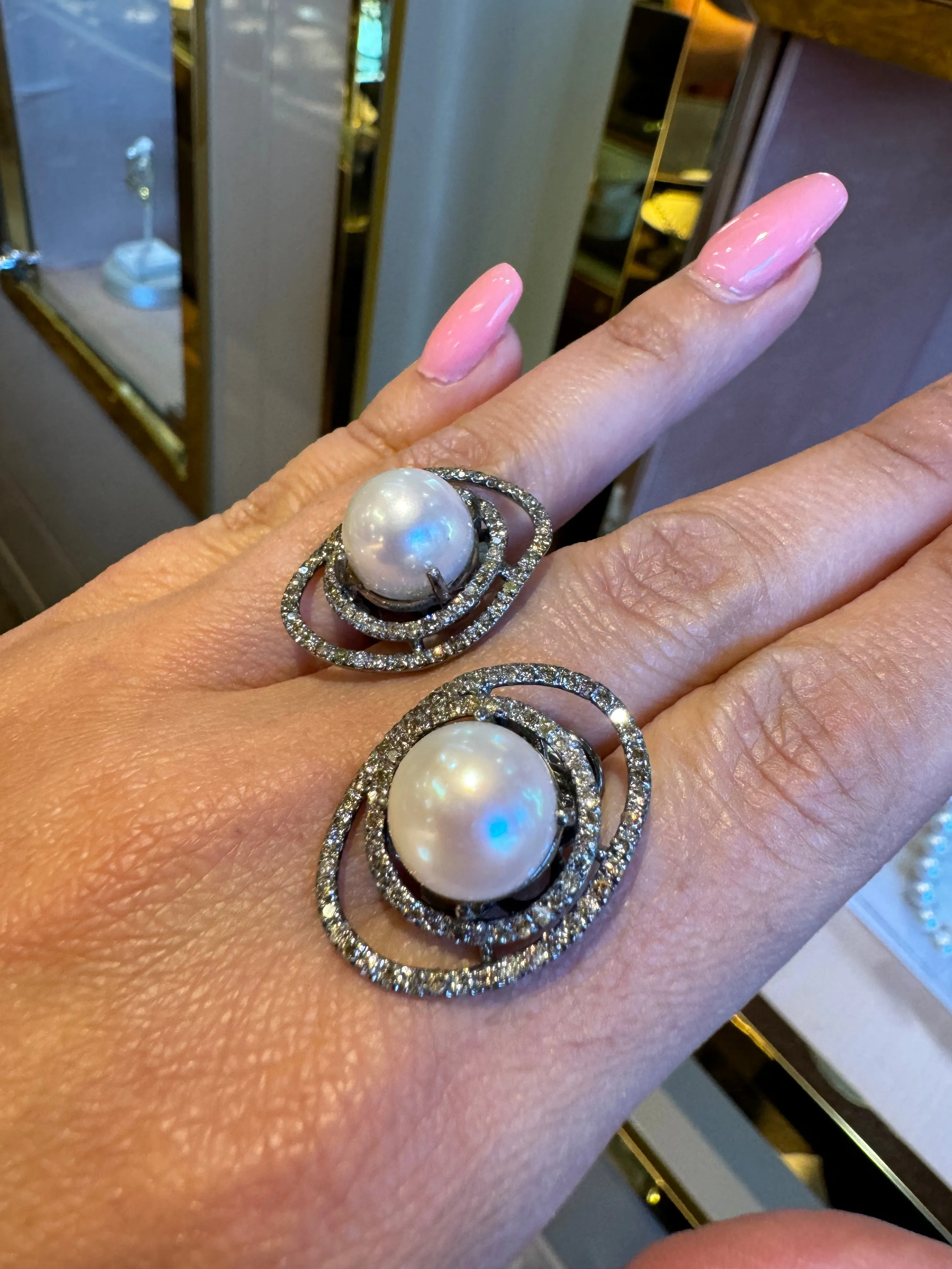 Pearl Diamond Earrings