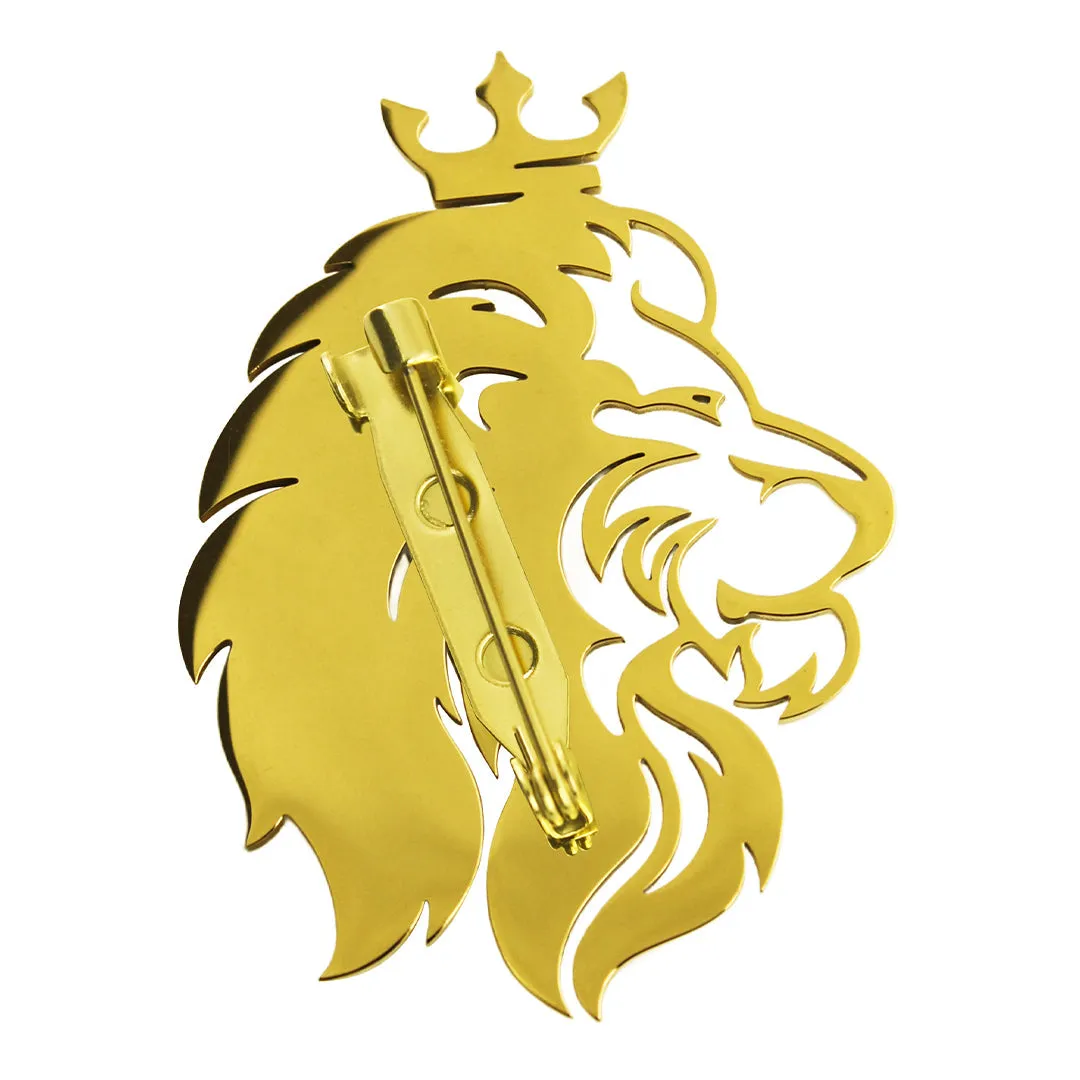 Peluche Regal Lion Golden Stainless Steel Lapel Pin for Men