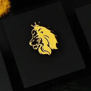 Peluche Regal Lion Golden Stainless Steel Lapel Pin for Men