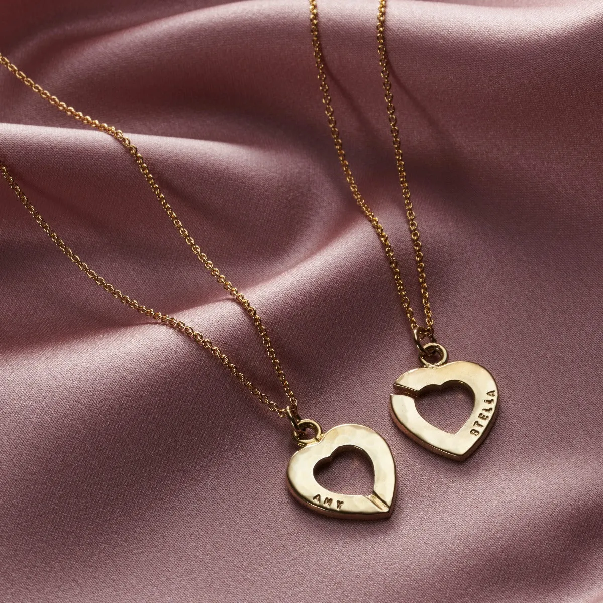 Personalised Heart Friendship Necklace Set