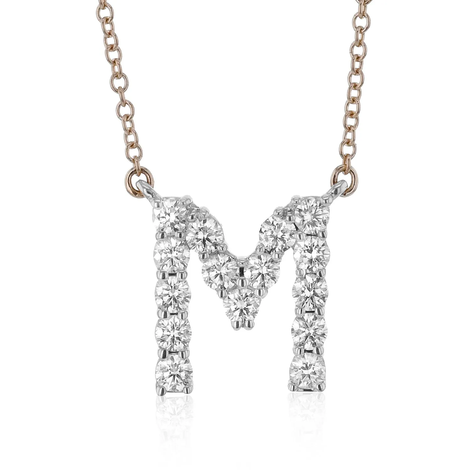 Personalized Initial Pendant Necklace in 18k Gold with Diamonds