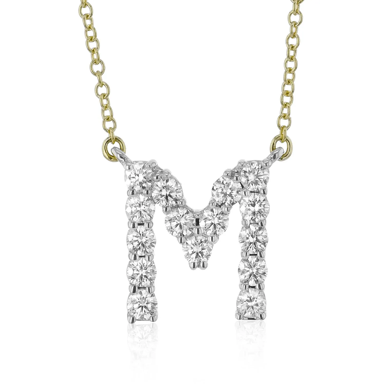 Personalized Initial Pendant Necklace in 18k Gold with Diamonds