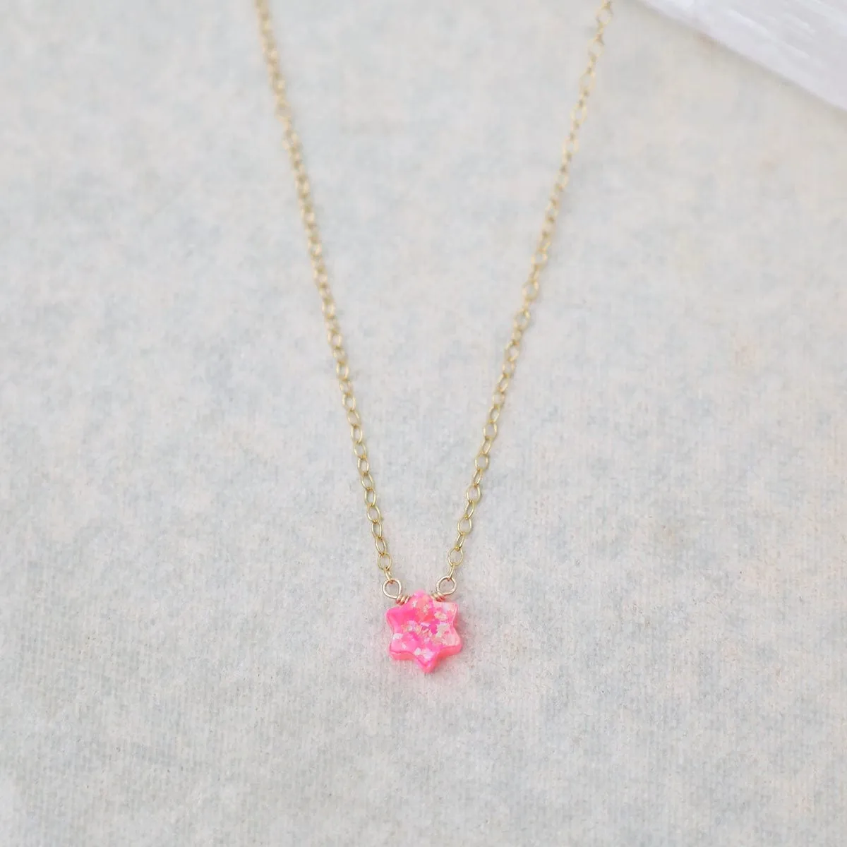 Pink Opal Star of David Necklace