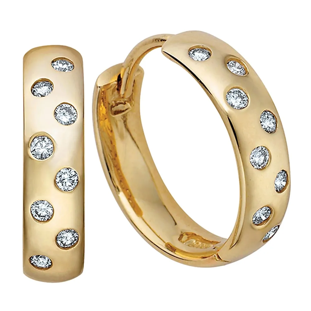 Polka-Dot Inspired Diamond Huggie Hoop Earrings