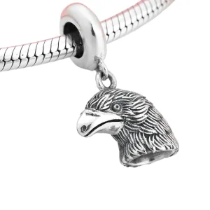 Powerful Bald Eagle Head Dangle Charm 925 Sterling Silver