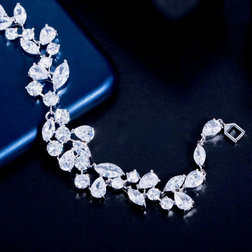 "Ameerah" - Cubic Zirconia Bridal Bracelet - Available in Silver, Rose Gold and Yellow Gold