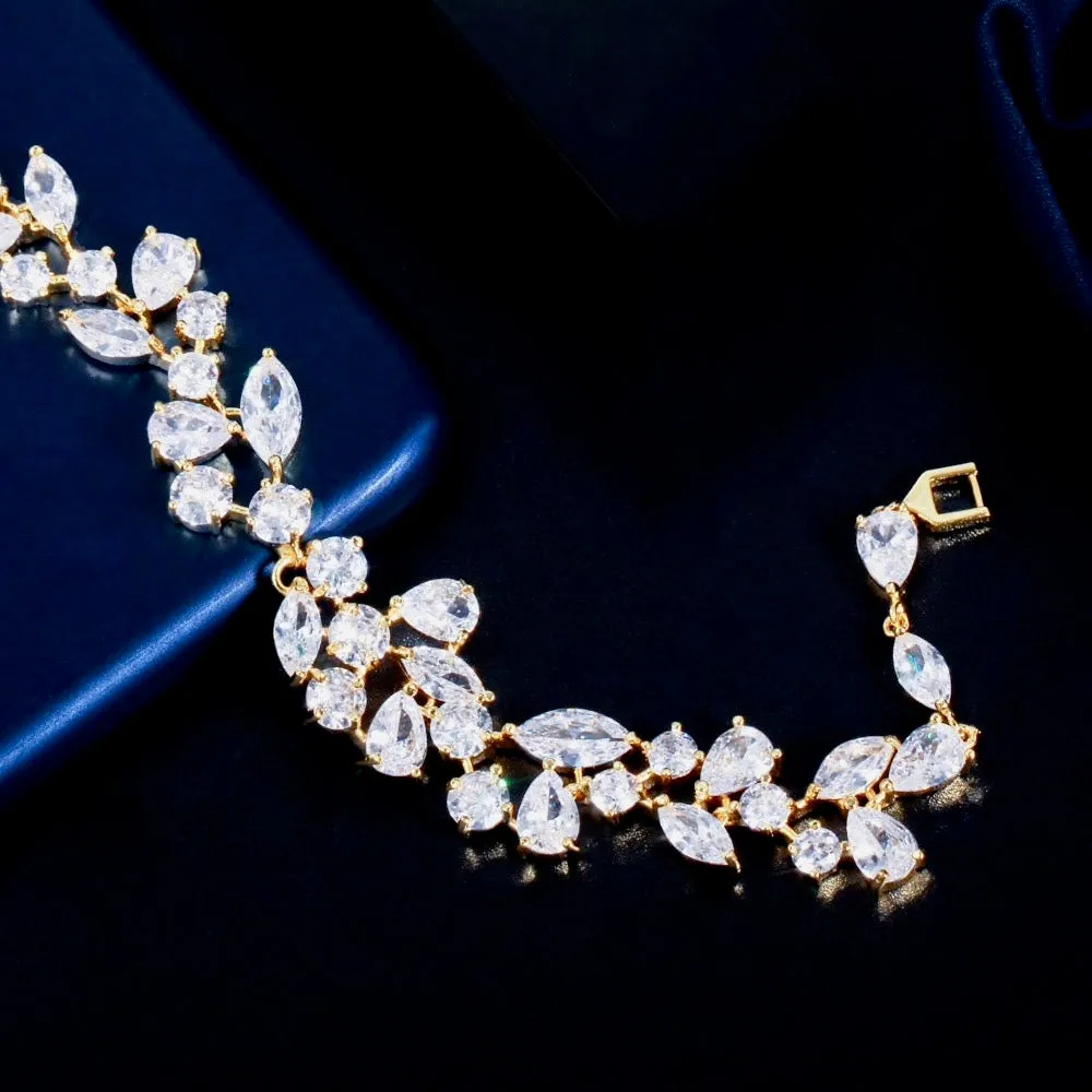 "Ameerah" - Cubic Zirconia Bridal Bracelet - Available in Silver, Rose Gold and Yellow Gold