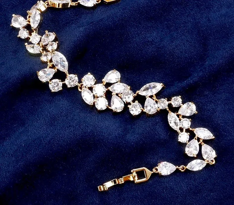 "Ameerah" - Cubic Zirconia Bridal Bracelet - Available in Silver, Rose Gold and Yellow Gold