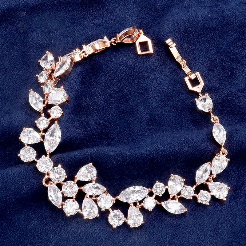 "Ameerah" - Cubic Zirconia Bridal Bracelet - Available in Silver, Rose Gold and Yellow Gold