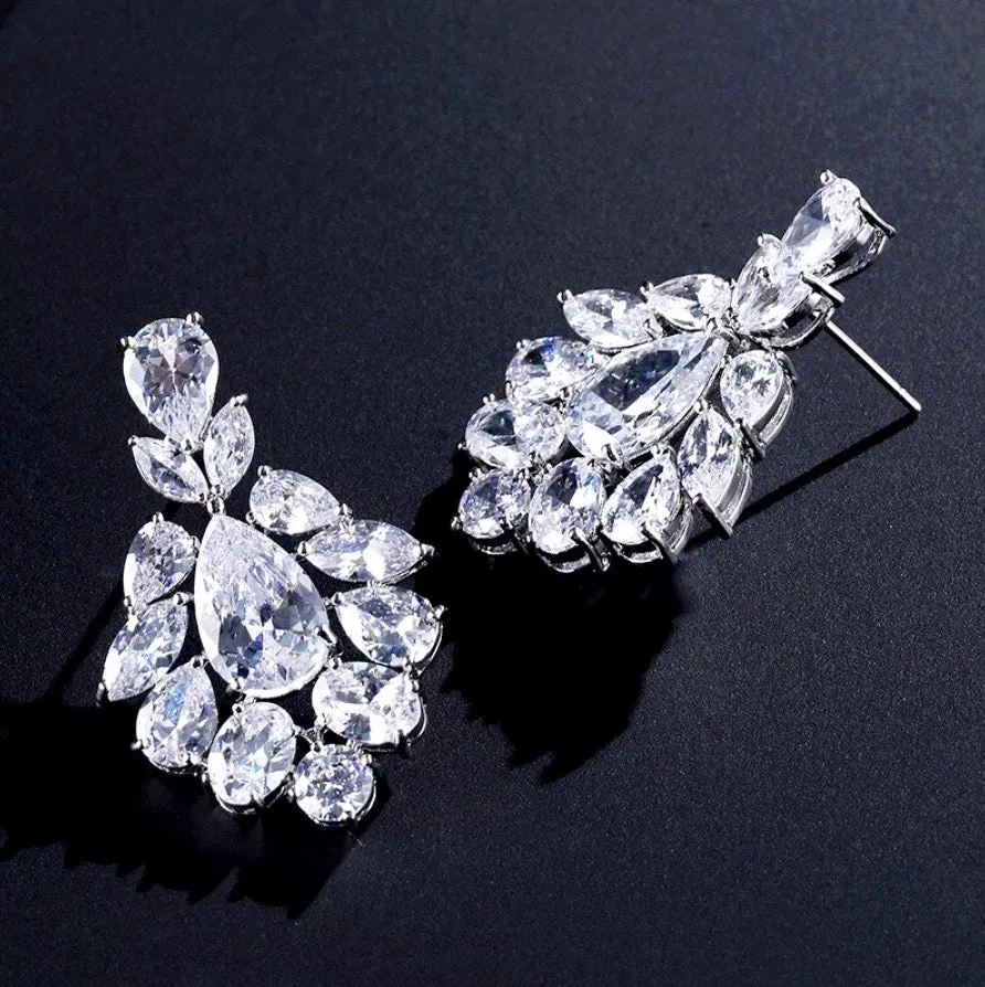 "Nala" - Silver Cubic Zirconia Bridal Earrings