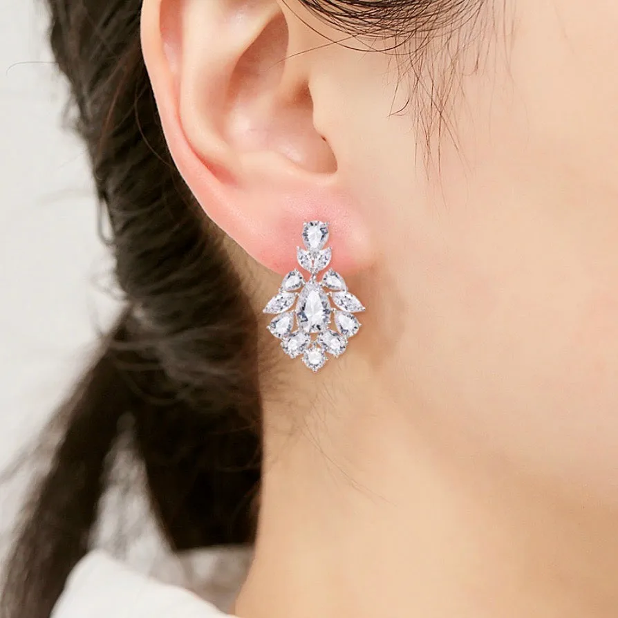 "Nala" - Silver Cubic Zirconia Bridal Earrings