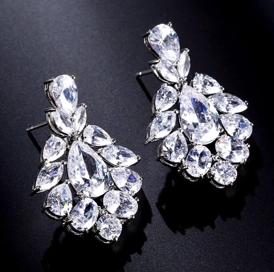 "Nala" - Silver Cubic Zirconia Bridal Earrings