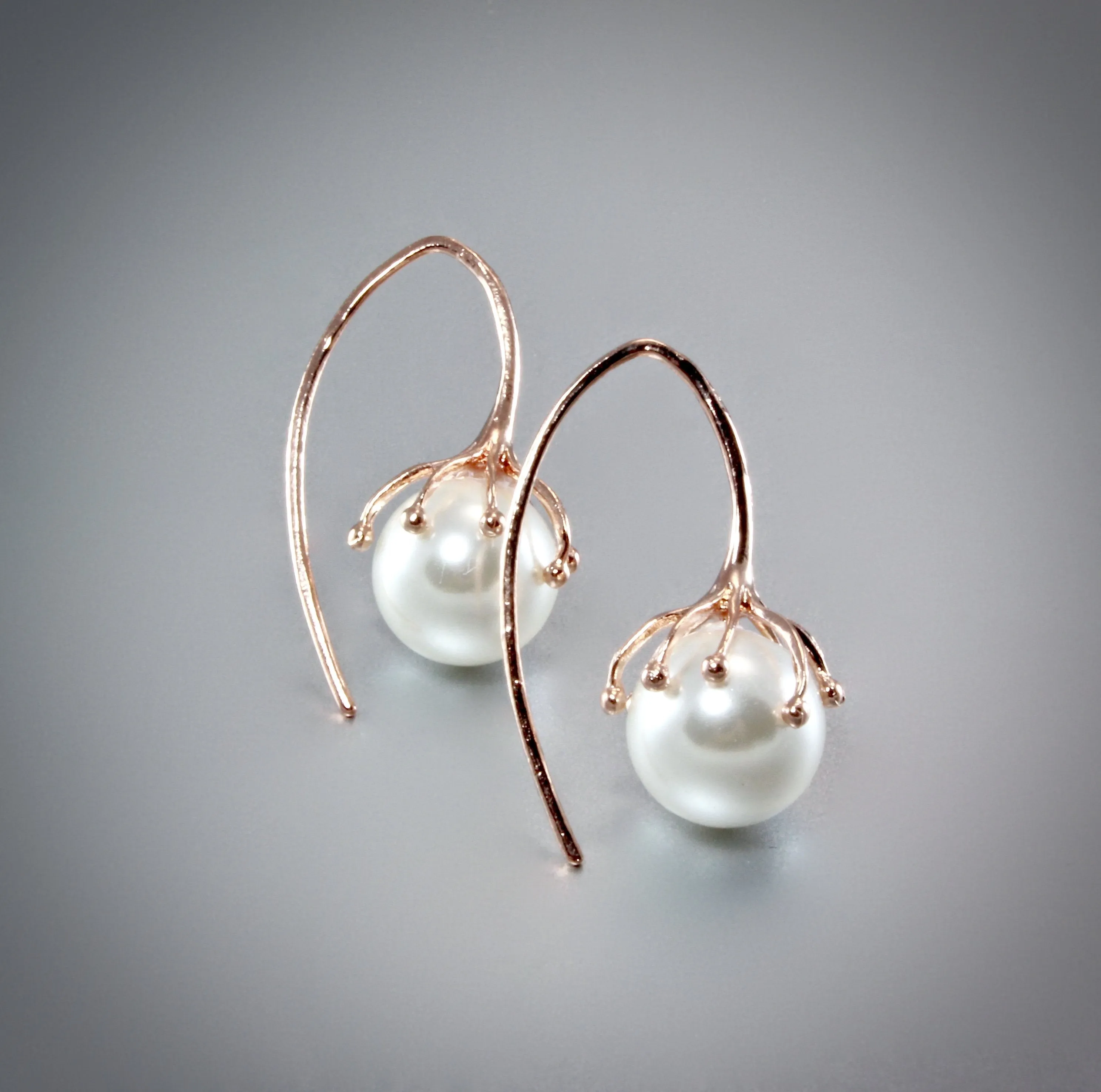 "Selena" - Pearl Bridal Earrings - Available in Rose Gold, Silver and Yellow Gold