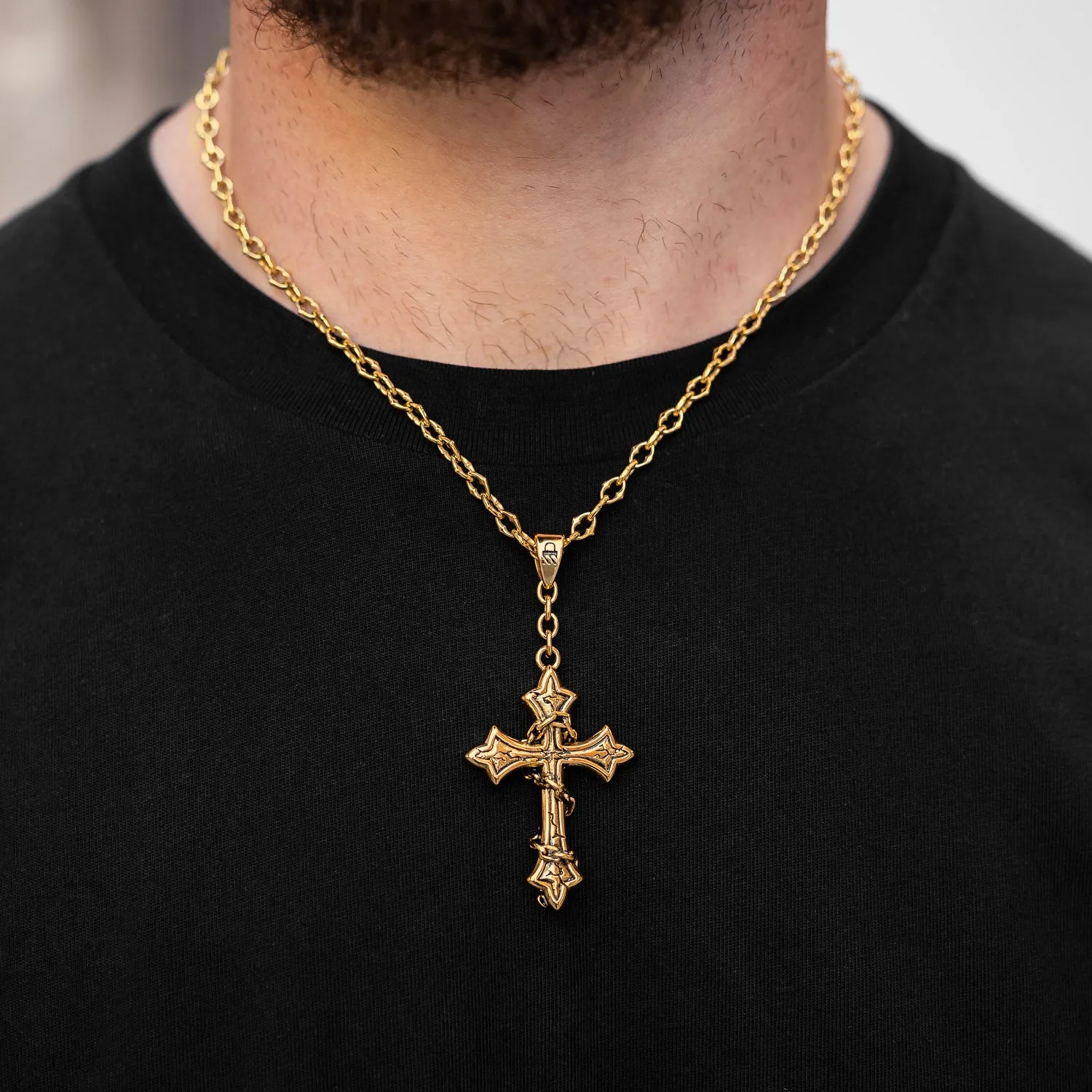 "The Cathedral" 6mm Spiked Chain with Custom Pendant Choice (Gold)