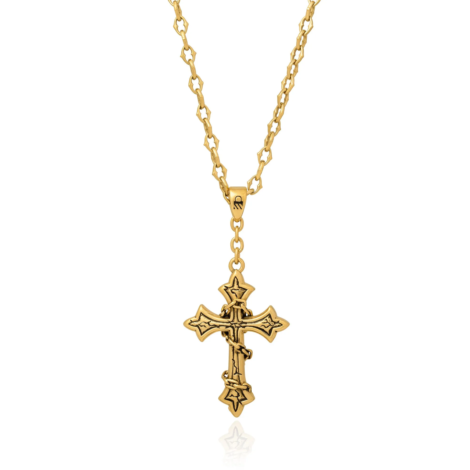 "The Cathedral" 6mm Spiked Chain with Custom Pendant Choice (Gold)