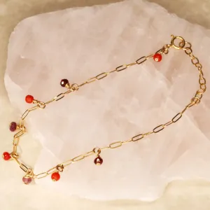 Red Ombre Semi Precious Stone Anklet