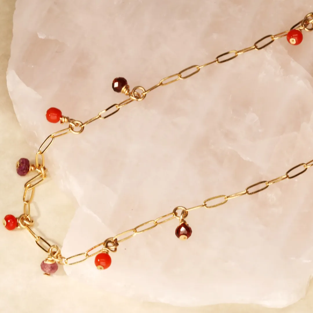 Red Ombre Semi Precious Stone Anklet