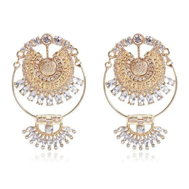 Rhinestone Large Water Drop Earrings