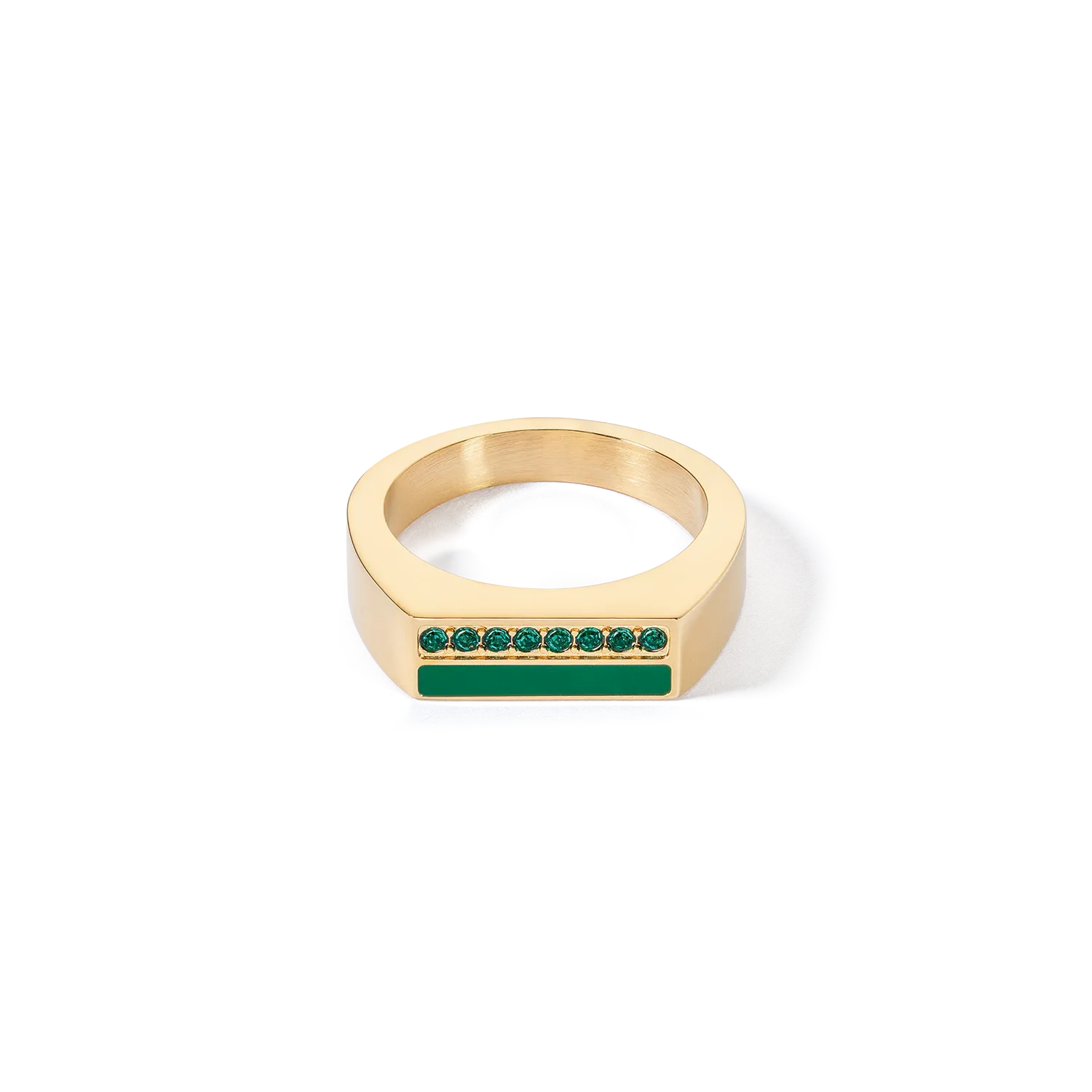 Ring Square Stripes gold-green